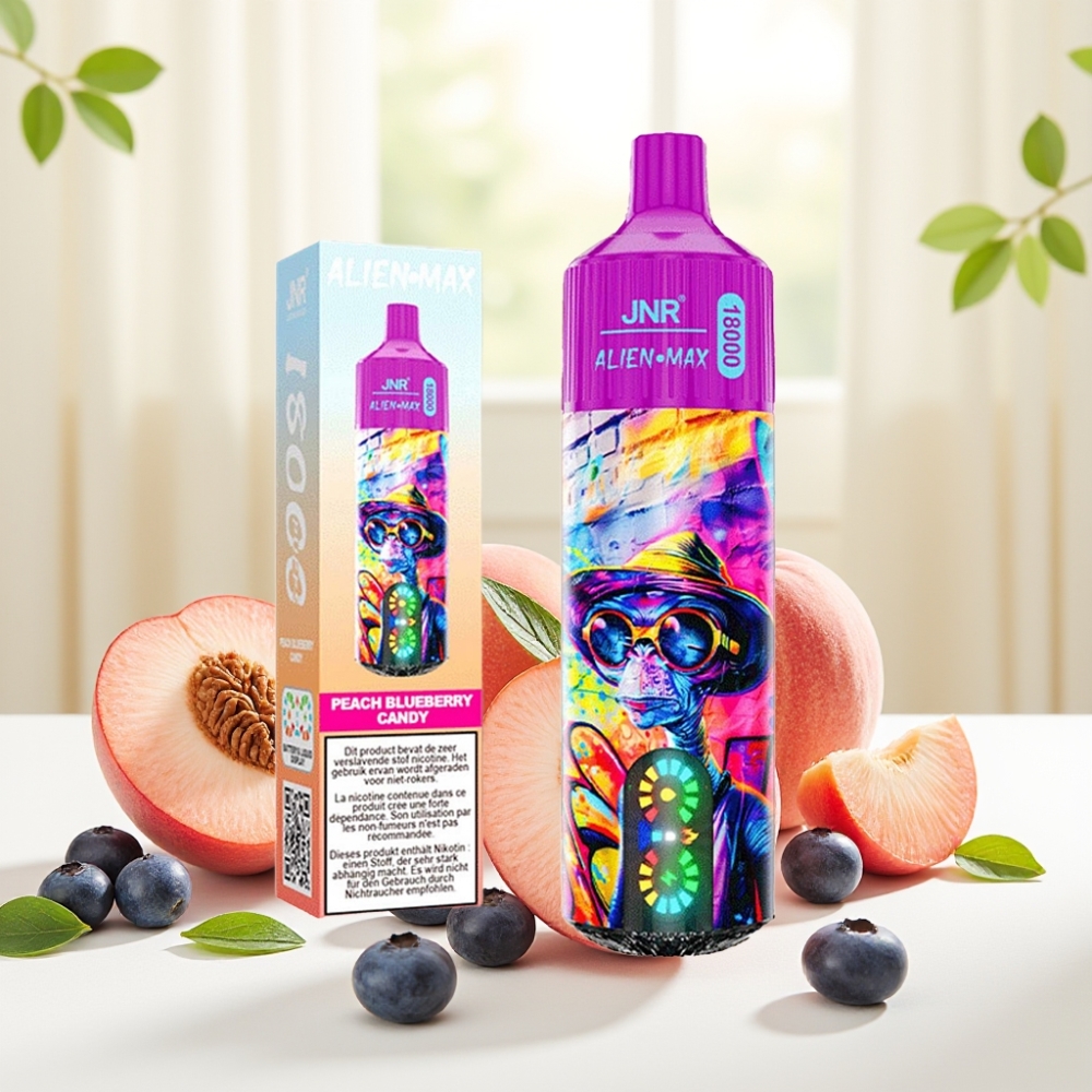 JNR Alien Max 18000 Puffs Персик-Чорниця Цукерка Дисплей Dual Mesh Coil 28мл 850mAh Type-C
