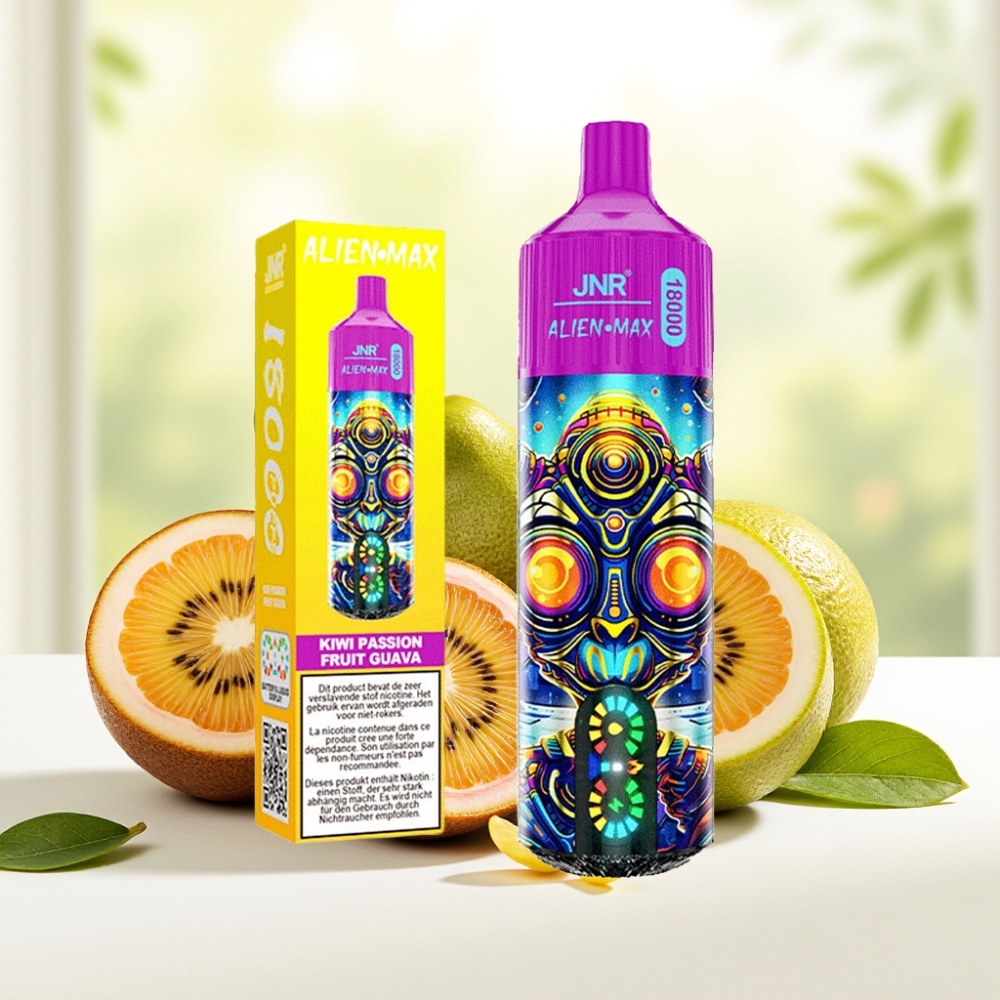 JNR Alien Max 18000 Puffs Киві Маракуйя Гуава Дисплей Dual Mesh Coil 28ml 850mAh Type-C
