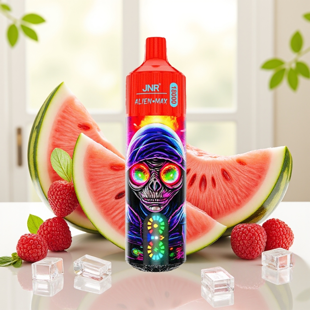 JNR Alien Max 18000 Puffs Дисплей LED, Подвійна сітка, 28мл рідини, 850mAh, Raspberry Watermelon Ice