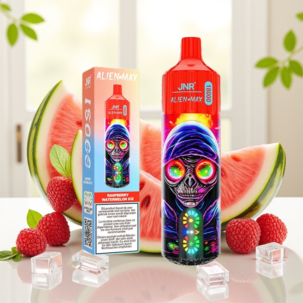 JNR Alien Max 18000 Puffs Дисплей LED, Подвійна сітка, 28мл рідини, 850mAh, Raspberry Watermelon Ice