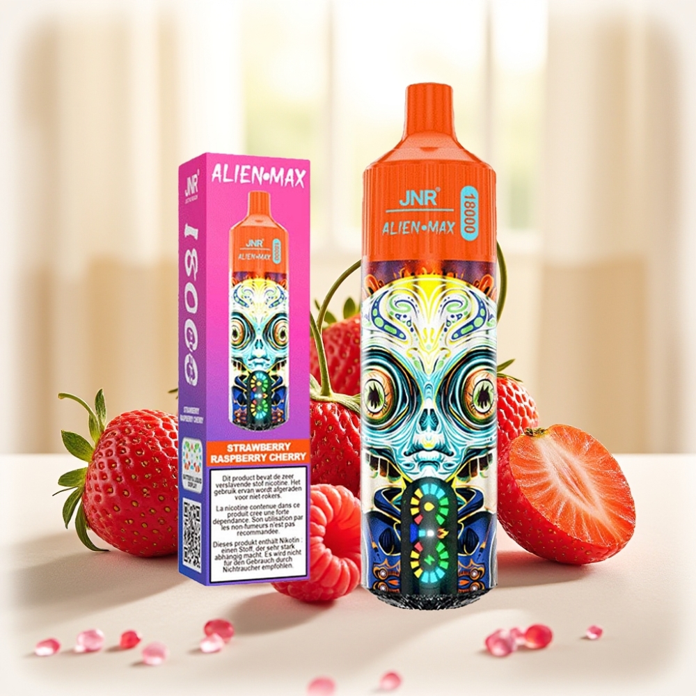 JNR Alien Max 18000 Puffs Полуниця Малина Вишня LED Dual Mesh 28мл 850mAh Type-C