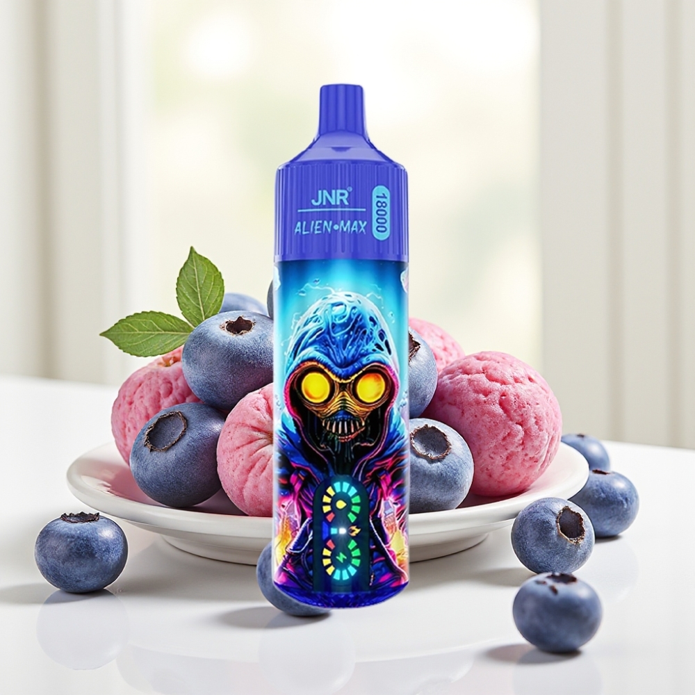 JNR Alien Max 18000 Puffs Блакитна жувальна гумка з LED дисплеєм, Dual Mesh Coil, 28мл, 850mAh