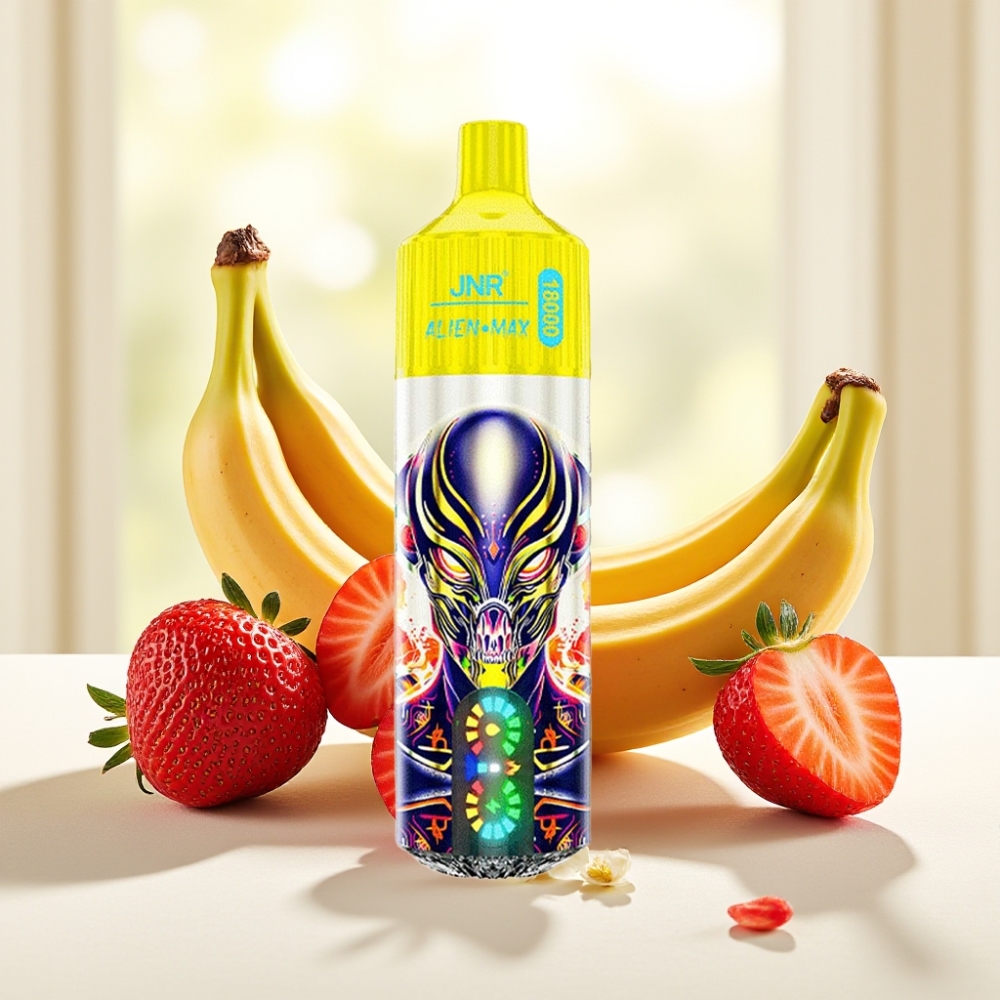 JNR Alien Max 18000 Puffs Полуниця Банан LED Дисплей Dual Mesh Coil 28ml 850mAh