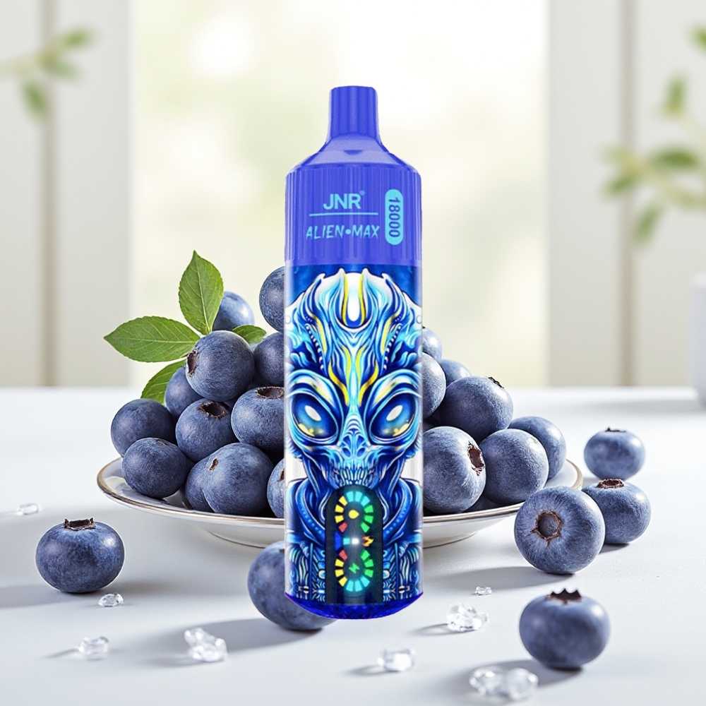 JNR Alien Max 18000 Puffs Блакитна ожинка з льодом, Smart LED Display, Dual Mesh Coil, 28мл, 850mAh