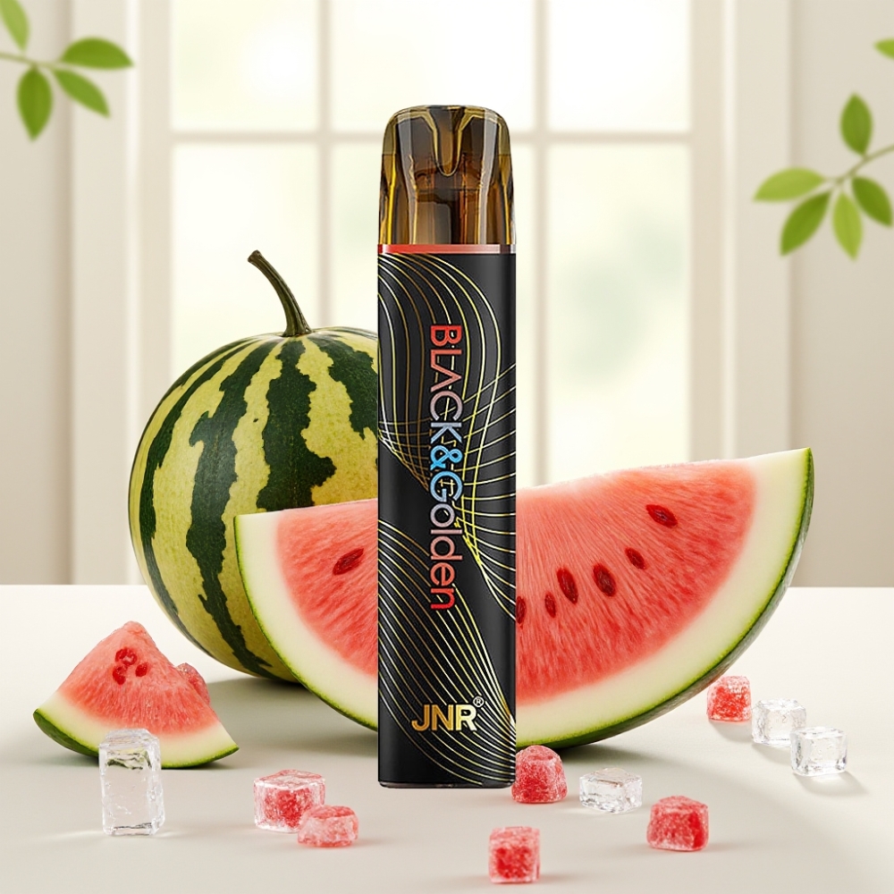 JNR Black&Golden 600+200 Puffs Одноразова Електронна Сигарета Кавун Лід 800 Puffs 550mAh 2ml 2%