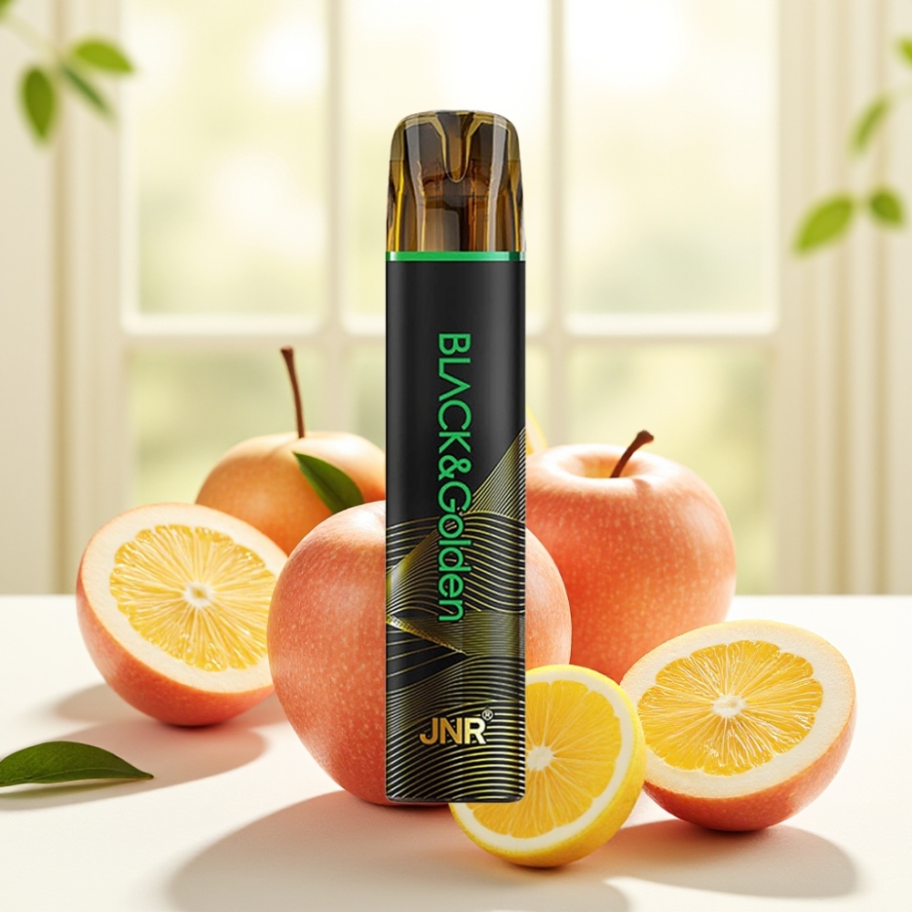 JNR Black&Golden 600+200 Puffs Одноразова Електронна Сигарета 800 Puffs 550mAh 2ml Кисле Яблуко 2% Нікотин TPD