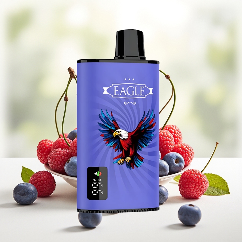 JNR EAGLE Smart 23000 Puffs Digital Screen 1.0ohm Mesh Adjustable Airflow 750mAh Type-C 25ml 2% Блакитна Малина Вишня