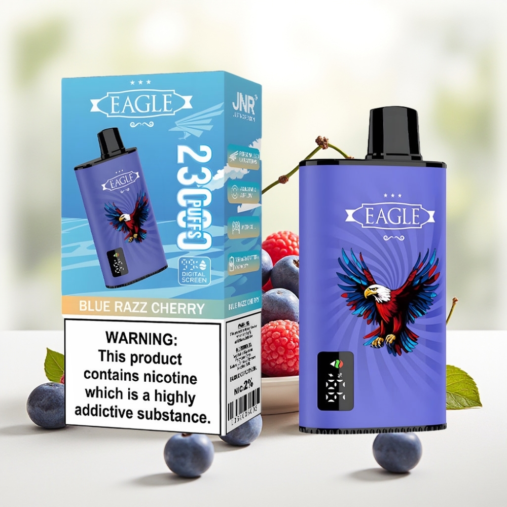 JNR EAGLE Smart 23000 Puffs Digital Screen 1.0ohm Mesh Adjustable Airflow 750mAh Type-C 25ml 2% Блакитна Малина Вишня
