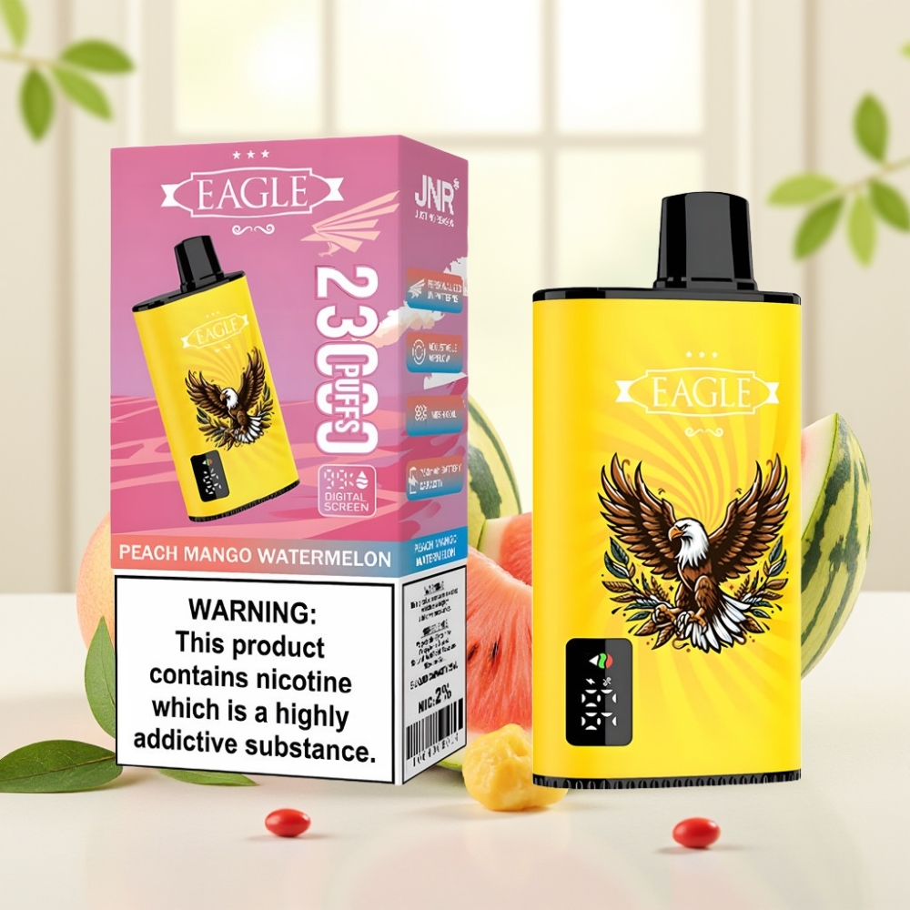 JNR EAGLE Smart 23000 Puffs Digital Screen 1.0ohm Mesh Adjustable Airflow 750mAh Type-C 25ml 2% Персик Манго Кавун