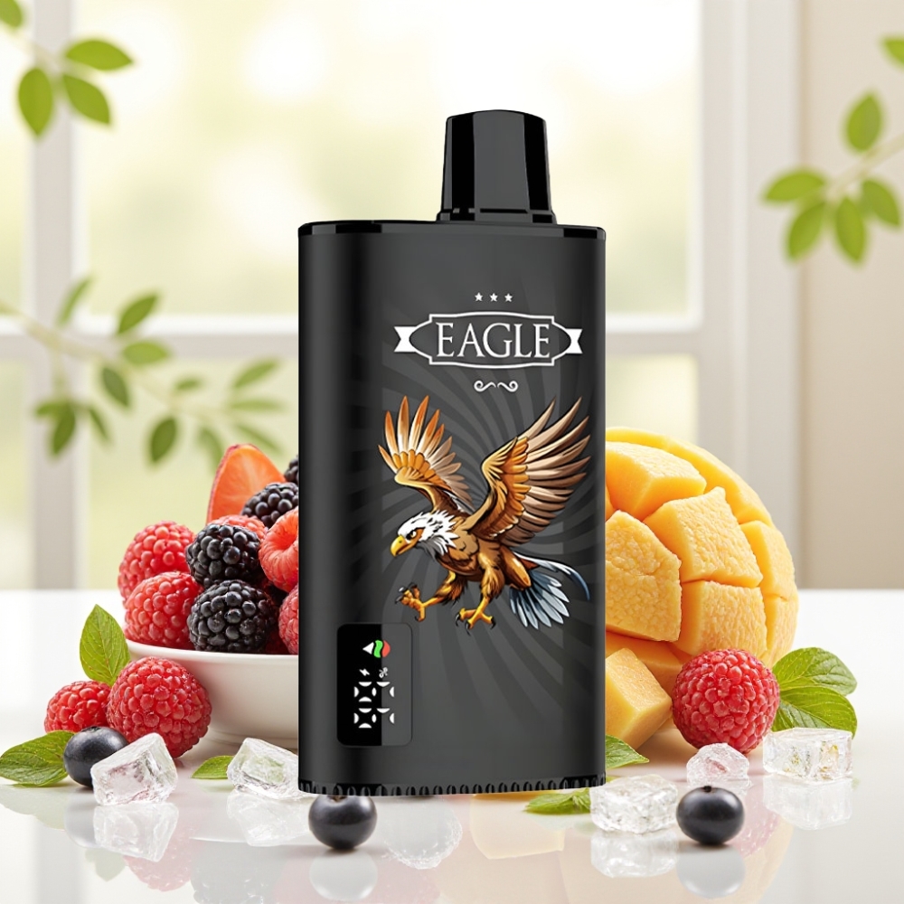 JNR EAGLE Smart 23000 Puffs Digital Screen 1.0ohm Mesh Adjustable Airflow 750mAh Type-C 25ml 2% Чорна смородина манго лід