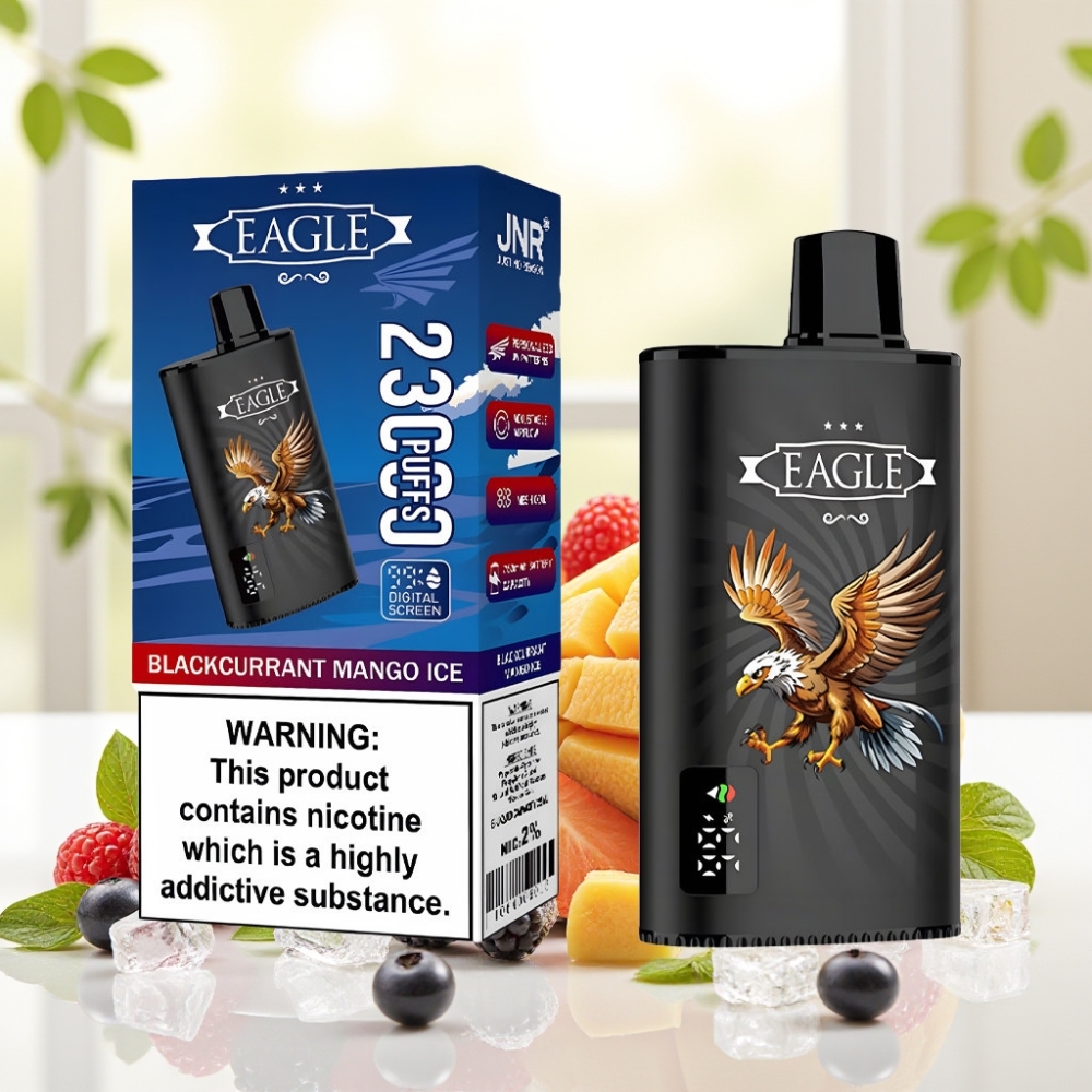 JNR EAGLE Smart 23000 Puffs Digital Screen 1.0ohm Mesh Adjustable Airflow 750mAh Type-C 25ml 2% Чорна смородина манго лід