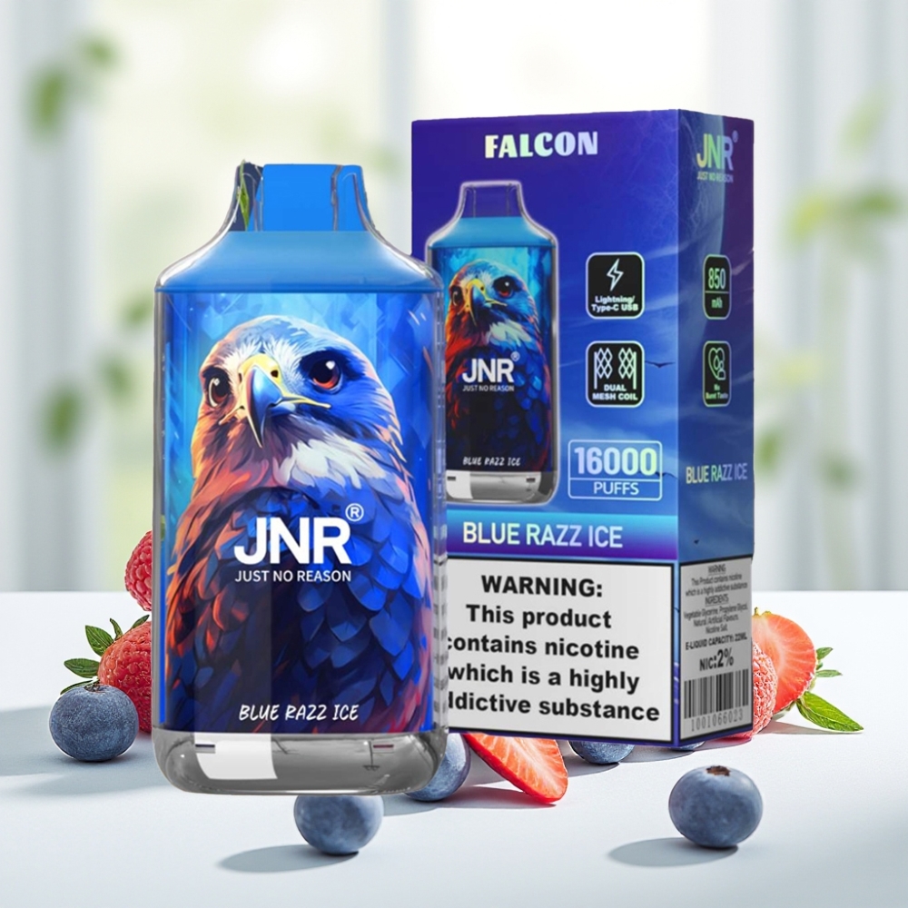 JNR Falcon 16000 Puffs Блакитна малина лід, 850 mAh, 22 мл, Dual Mesh Coil, Type C