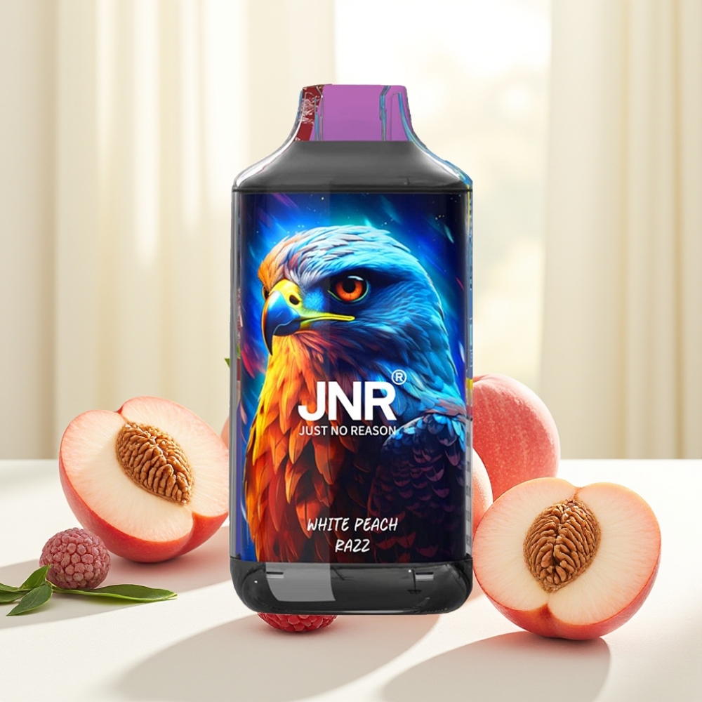 JNR Falcon 16000 Puffs Білий Персик Малина 850mAh 22ml Dual Mesh Type-C LED 0% 2%
