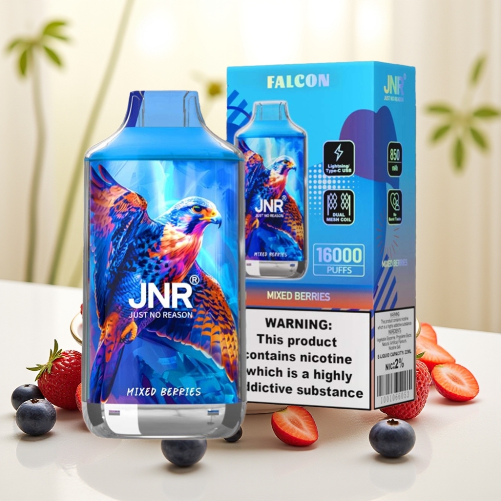 JNR Falcon 16000 Puffs Змішані Ягоди 850mAh 22ml Dual Mesh Type C LED 0%,2%