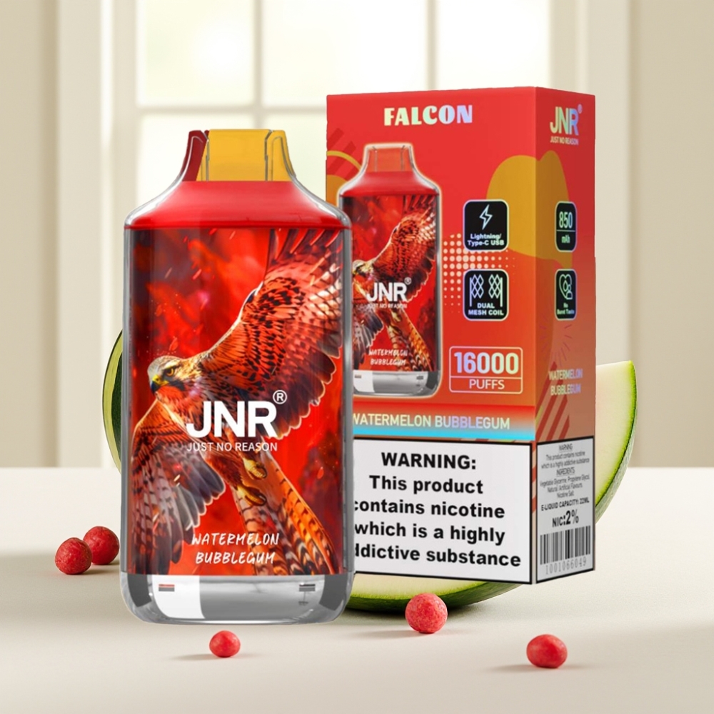 JNR Falcon 16000 Puffs Кавунова жувальна гумка 850mAh 22ml Dual Mesh Type C LED 0%,2%