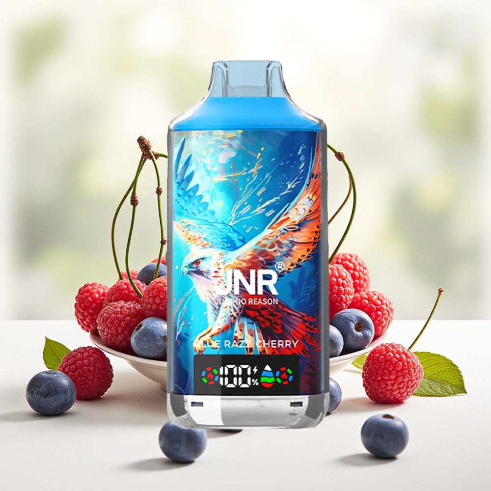 JNR Falcon X 18000 Puffs Синьо-Малинова Вишня 750mAh 24ml Dual Mesh Dual Core Digital Type-C 0%/2%/5%