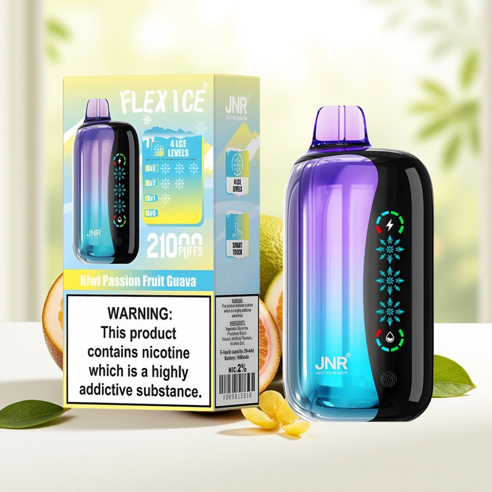 JNR Flex Ice 21000 Puffs Одноразова Електронна Сигарета зі Смаком Ківі Маракуйя Гуава, 26мл, 1.2 Ом, 1000мАг