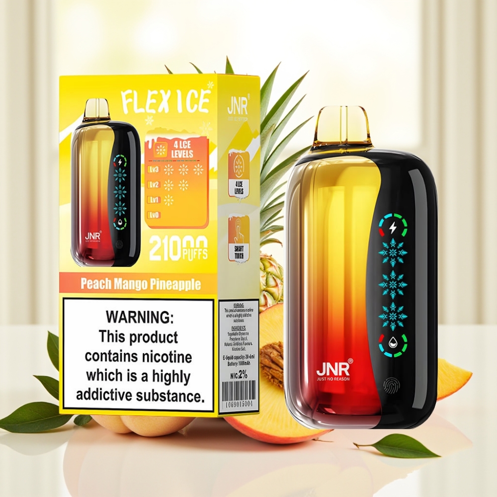 JNR Flex Ice 21000 Puffs Одноразова Електронна Сигарета Персик Манго Ананас 26мл 1.2Ω Dual Mesh 1000mAh Type-C