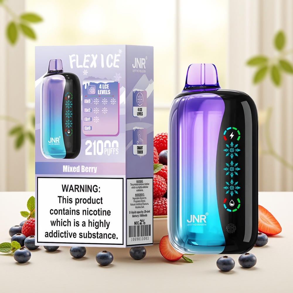 JNR Flex Ice 21000 Puffs Disposable Vape Змішаний Ягідний, Лід, 26мл, 1.2 Ohm Dual Mesh, 1000mAh