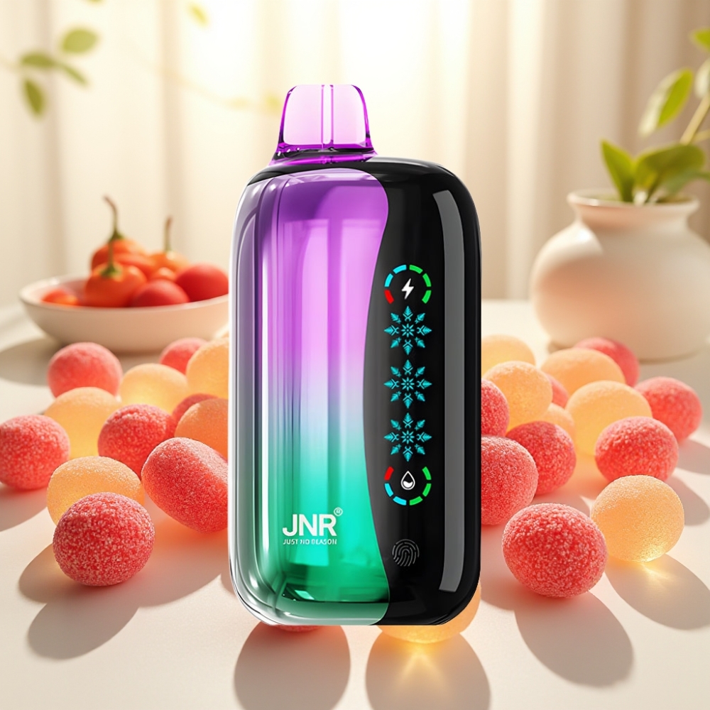 JNR Flex Ice 21000 Puffs Disposable Vape Кисло-вишневі цукерки з регульованим льодом, 26мл, 1.2 Ohm Dual Mesh, Type-C