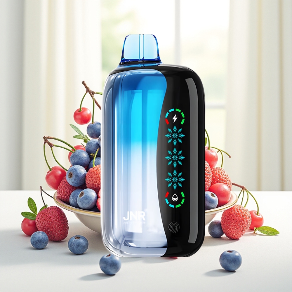 JNR Flex Ice 21000 Puffs Disposable Vape Блакитний Вибух Вишні, 26мл, 1.2 Ohm Dual Mesh, Type-C