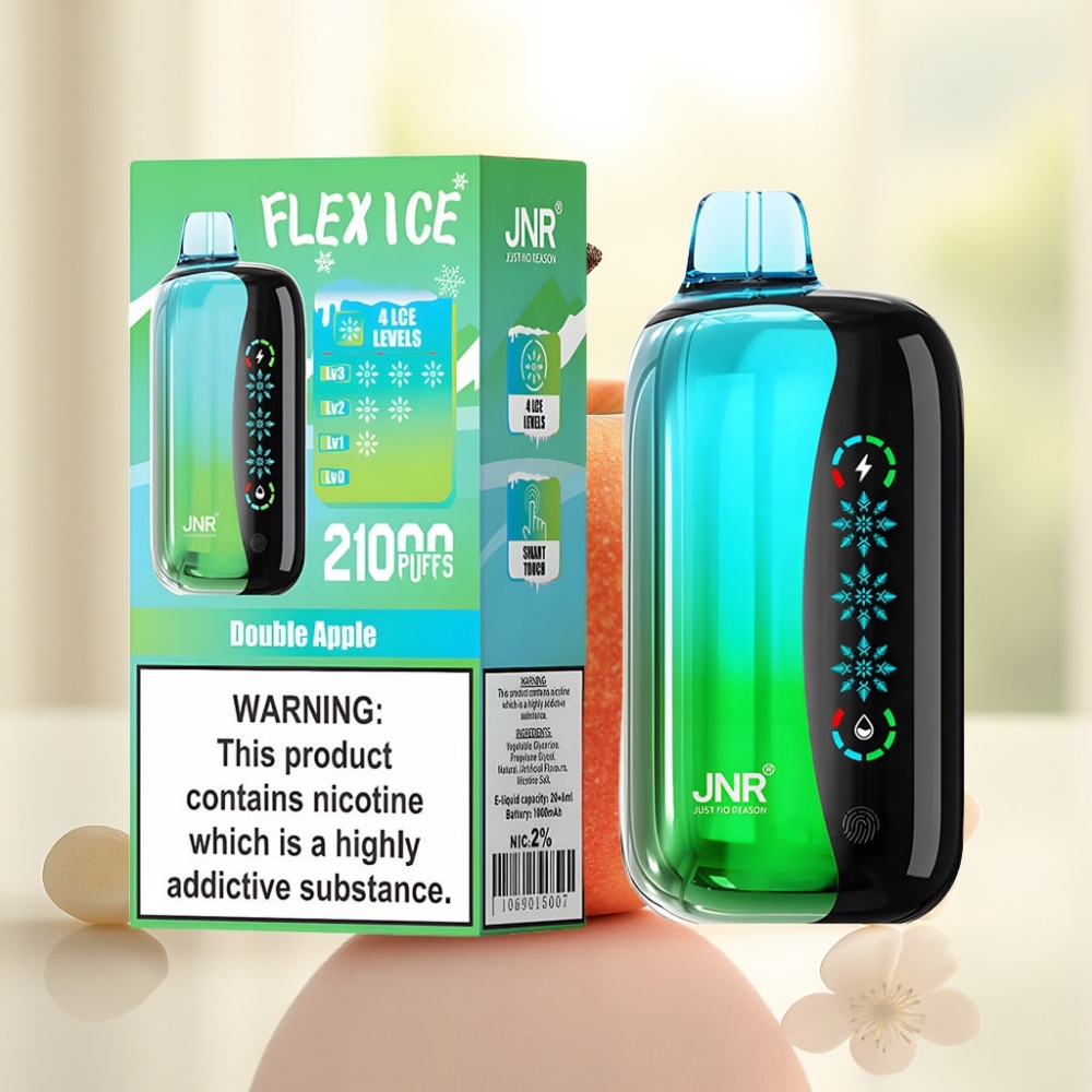 JNR Flex Ice 21000 Puffs Disposable Vape Подвійне яблуко Лід регульований 26мл Тип-C 1.2 Ohm Dual Mesh