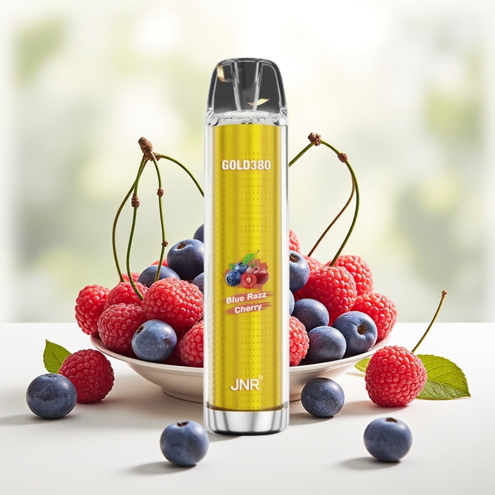 JNR Gold380 6000 Puffs Одноразова Електронна Сигарета Блакитна Малина Вишня 1500mAh 1.0ohm 13мл