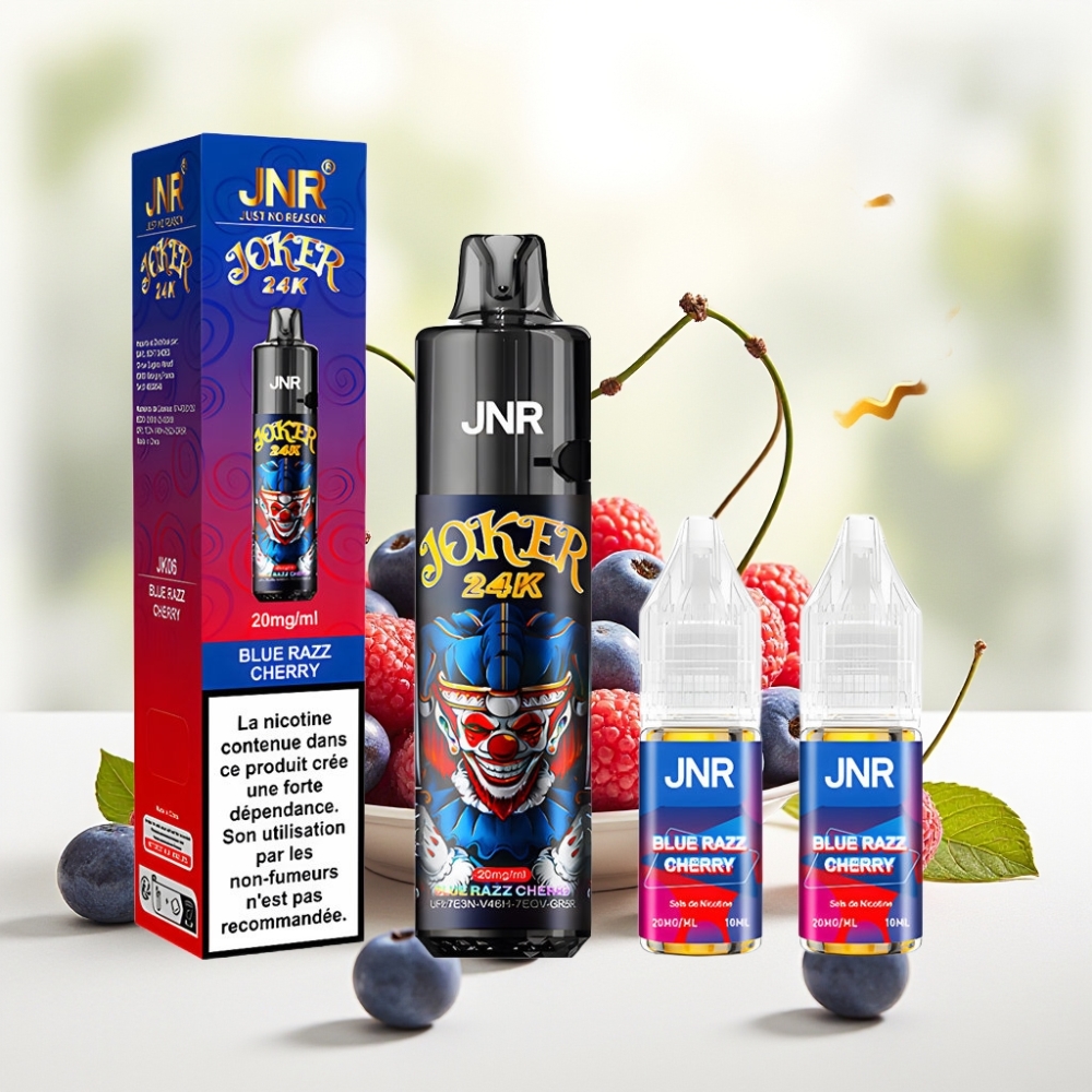 JNR Joker 24K Puffs Блакитна малина-вишня 2% нікотину 24000 тяг 800mAh