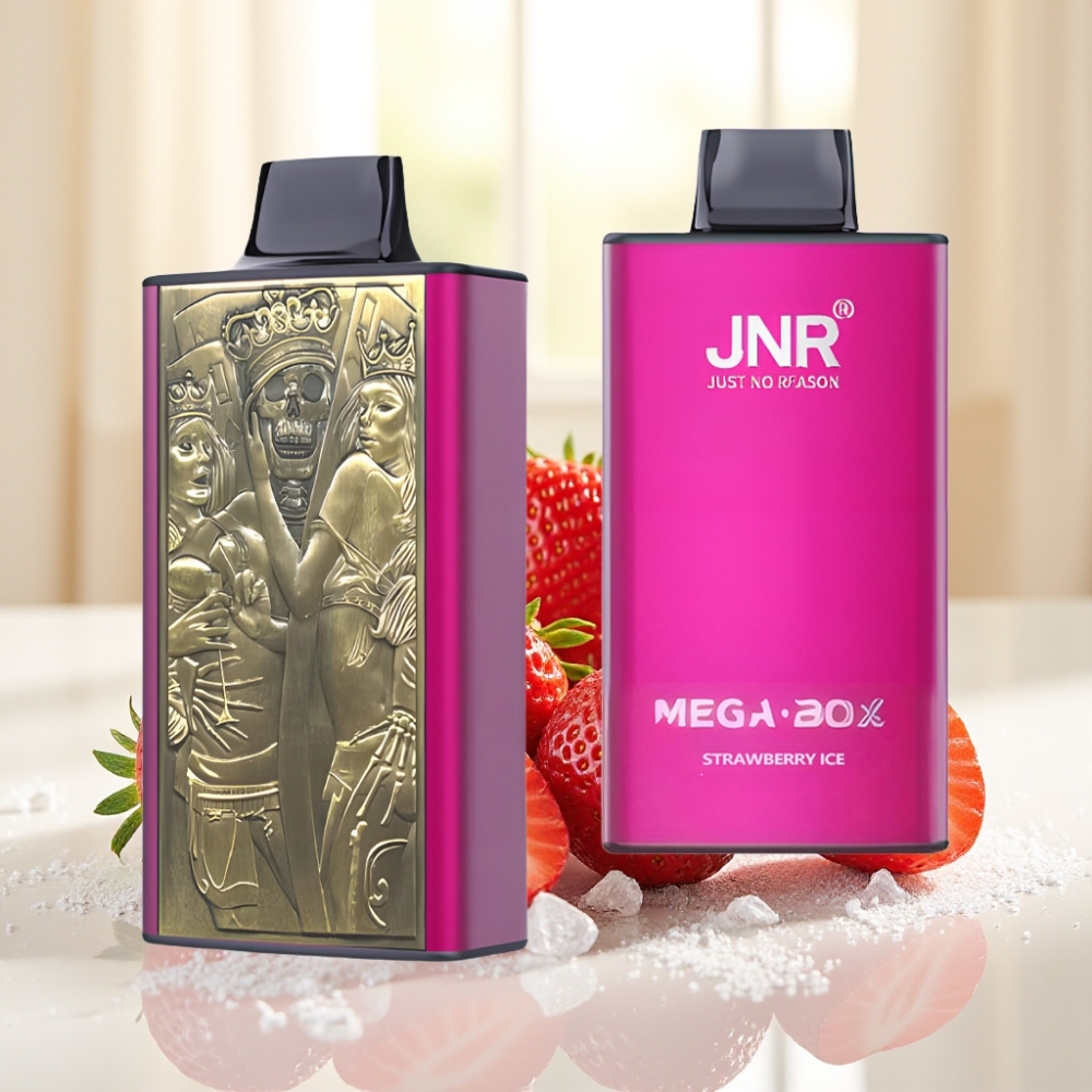 JNR Mega Box 25000 Потів Одноразова Вейп Полуниця Лід, 30мл, 850мАг, Dual Mesh Coil