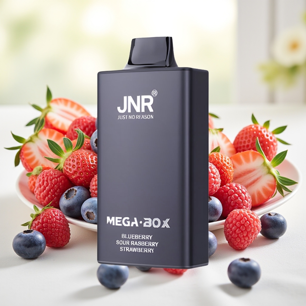 JNR Mega Box 25000 тяг | 30мл | 850мАг | Подвійна сітка | Швидка зарядка Type-C | Полуниця Малина Лохина