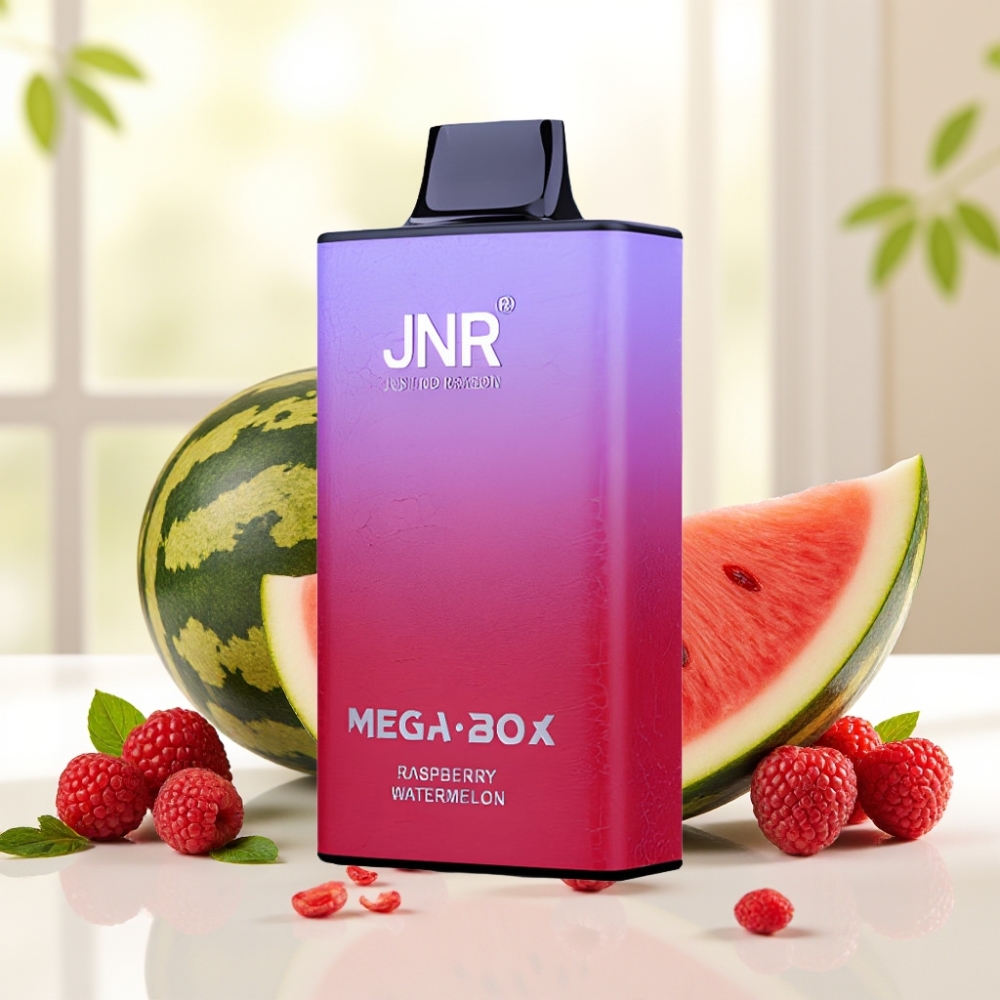JNR Mega Box 25000 Puffs Одноразова Електронна Сигарета Малина Кавун 30мл 850мАг 2%