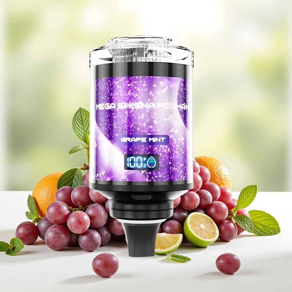 JNR Mega Shisha Hookah 100K Настільна сумісність Виноград М’ята 100000 затяжок 60мл 2200мАг