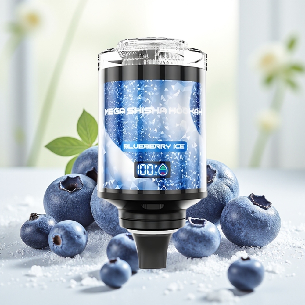 JNR Mega Shisha Hookah 100K Настільна сумісність Чорниця Лід 60мл 2200мАг Тип-C