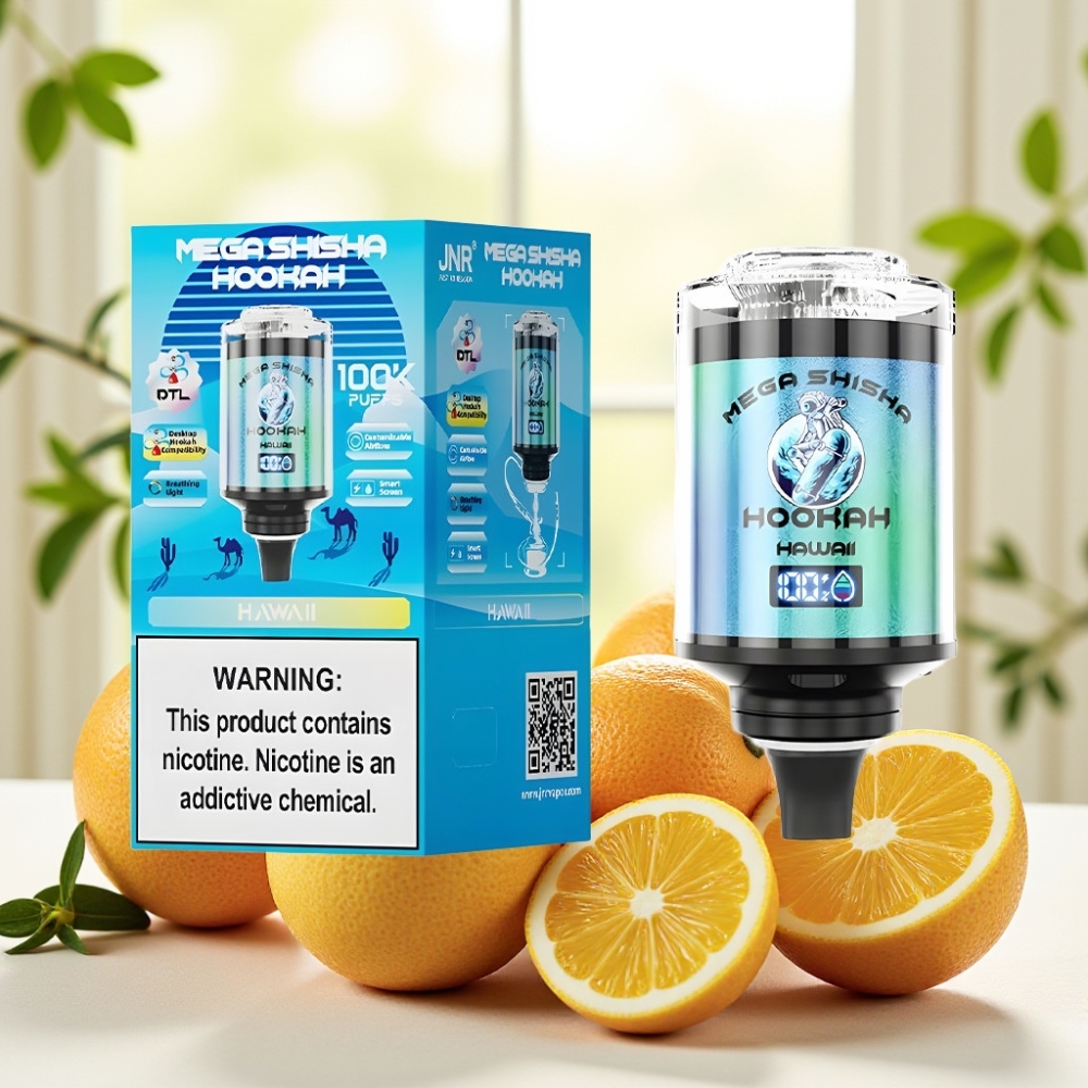 JNR Mega Shisha Hookah 100K Настільна сумісність Гаваї 60мл 2200мАг Type-C