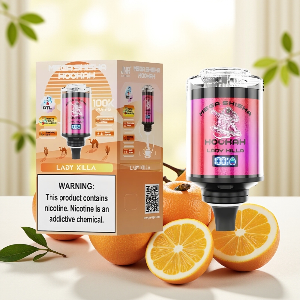 JNR Mega Shisha Hookah 100K Настільна сумісність Lady Killa 60мл 2200мAh Type-C