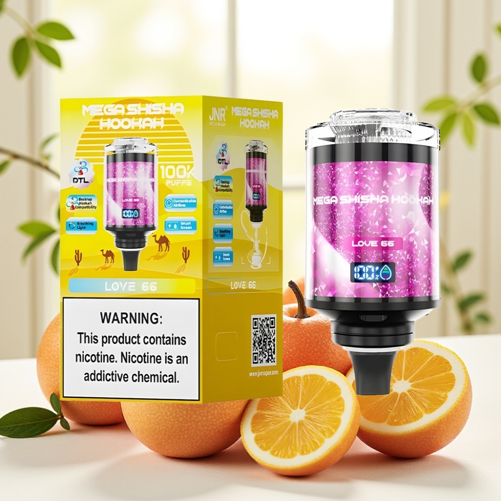 JNR Mega Shisha Hookah 100K Настільна сумісність Love 66, 100000 тяг, 60мл, 2200мА·год, Type-C