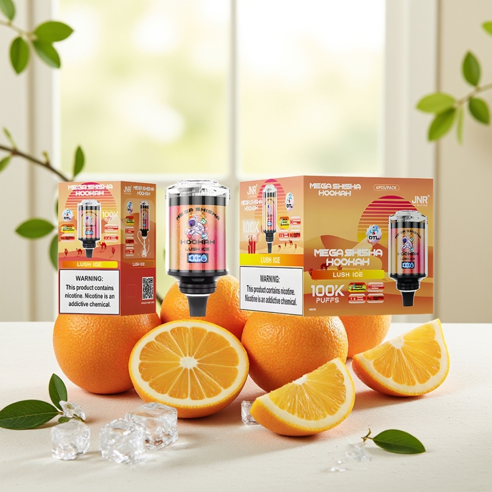 JNR Mega Shisha Hookah 100K Настільна сумісність Lush Ice 60мл 2200мА·год 2% нікотину