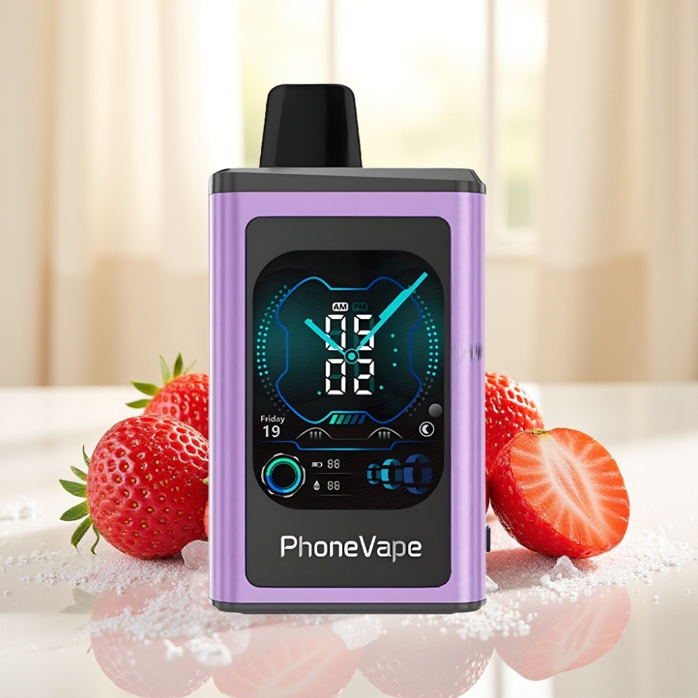 JNR PhoneVape 30000 плювків Одноразова Вейп Полуниця Лід, 850mAh, Type-C, Turbo, Додаток