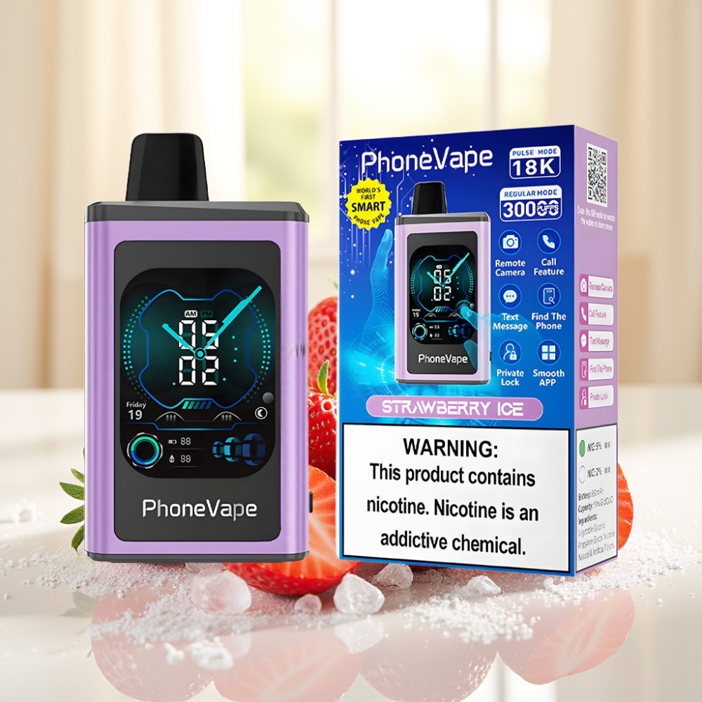 JNR PhoneVape 30000 плювків Одноразова Вейп Полуниця Лід, 850mAh, Type-C, Turbo, Додаток