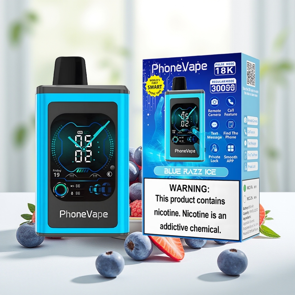 JNR PhoneVape 30000 пхатків Disposable Vape Блакитна Малина Лід, 850mAh, Type-C, Turbo, App