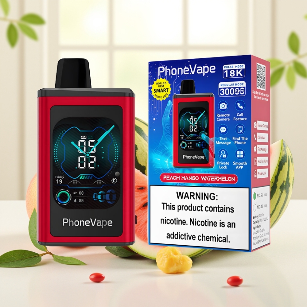 JNR PhoneVape 30000 пхав Disposable Vape Персик Манго Кавун, 850mAh, Type-C, Turbo, App