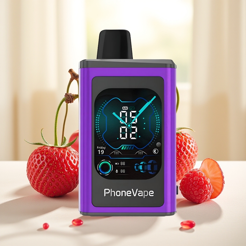 JNR PhoneVape 30000 затяжок Disposable Vape Вишня Полуниця Малина, 850mAh, Type-C, Turbo, App