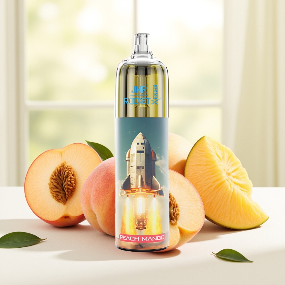 JNR Rocket-X 12400 Puffs Disposable Vape Персик Манго Регульований повітряпотік RGB 1.2Ом 850мАг 25мл Type-C
