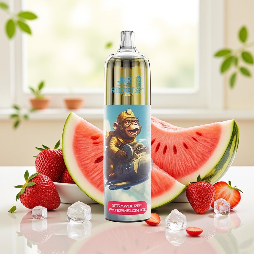 JNR Rocket-X 12400 Puffs Одноразова Е-сигарета з полунично-кавуновим льодом, RGB підсвітка, 850mAh, Type-C