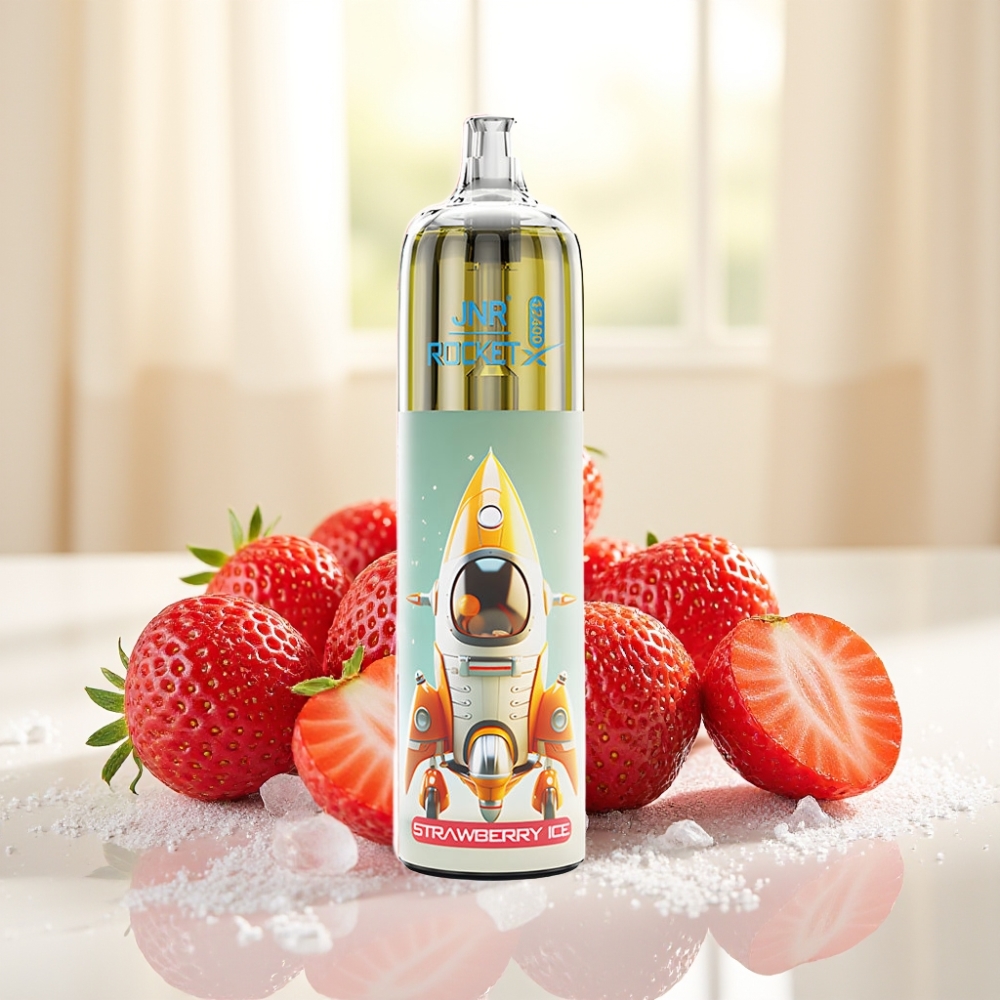 JNR Rocket-X 12400 Puffs Диспосейбл Вейп із полунично-м’ятним смаком, RGB, Type-C, 850mAh, 25мл