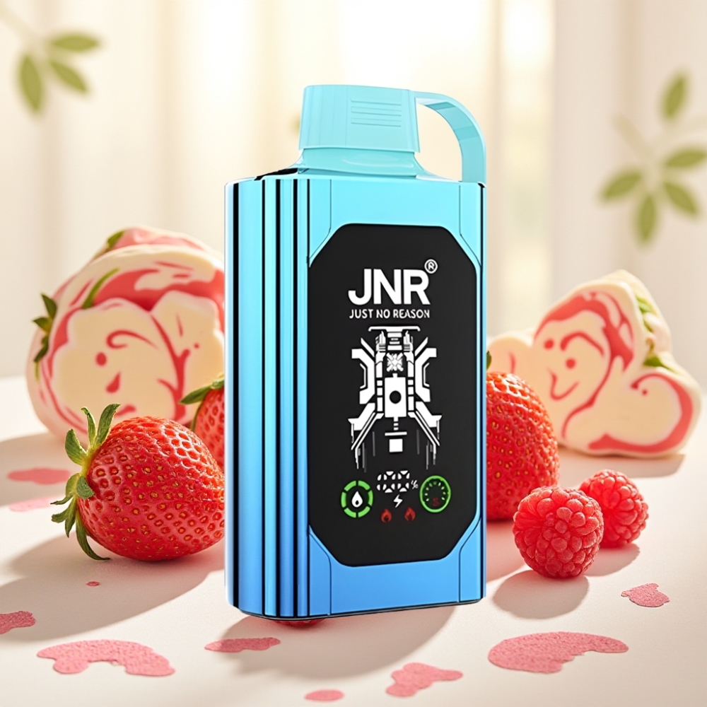 JNR Shisha Hookah Box 20500 затяжок, HD дисплей, 1000mAh, 25мл, Dual Mesh Coil, Type-C, полуниця-малина цукерка
