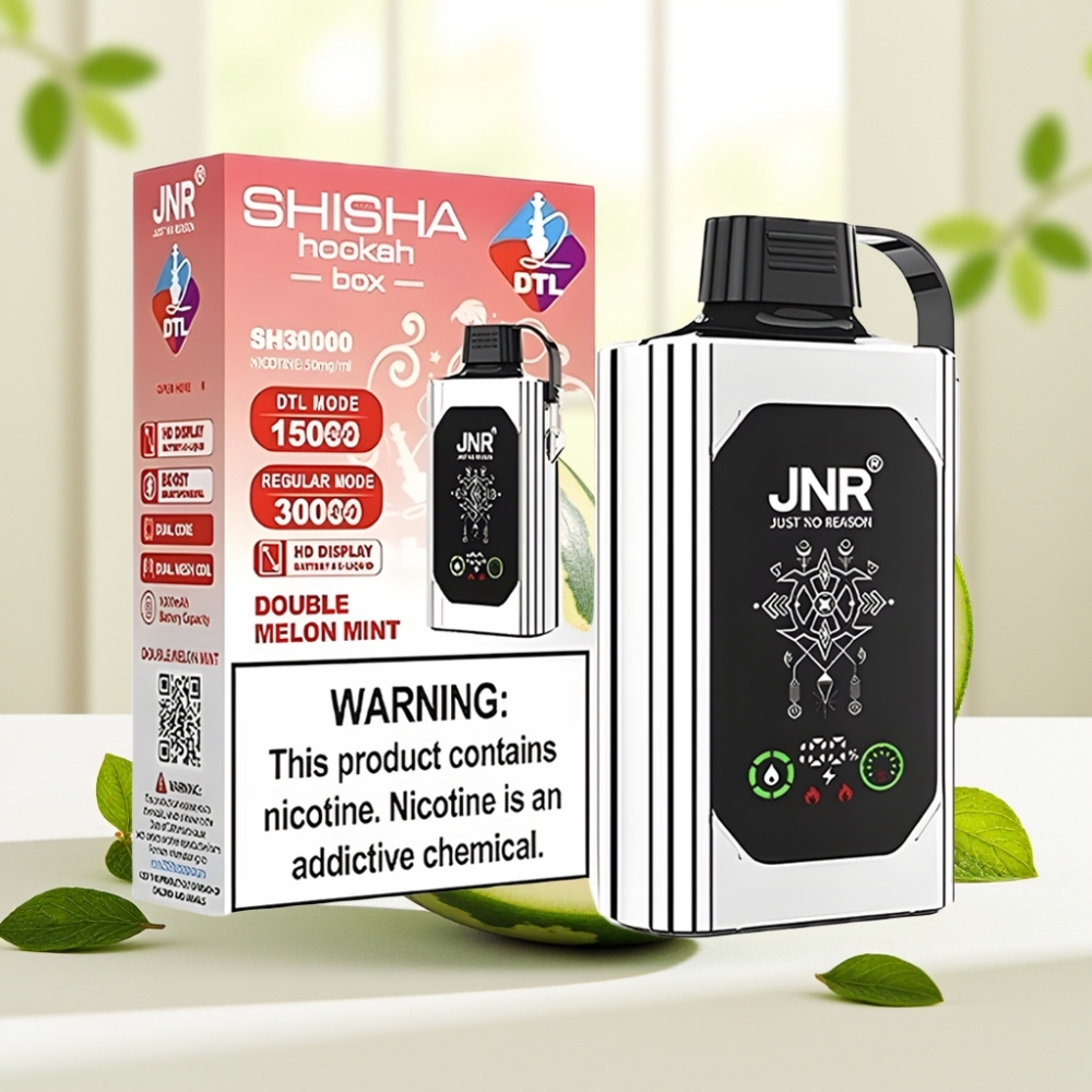 JNR Shisha Hookah Box 20500 Puffs Диня-М’ята Double Melon Mint HD Display 1000mAh 25ml Dual Mesh Coil Type-C 0% 2% 5%