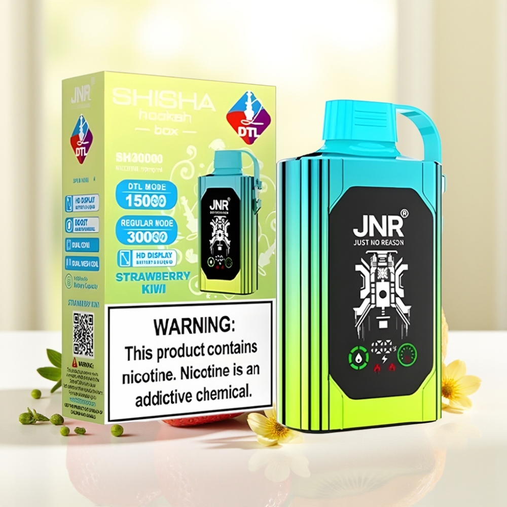 JNR Shisha Hookah Box 20500 Puffs Полуничний Ківі HD Дисплей 1000mAh 25ml Type-C Dual Mesh Coil