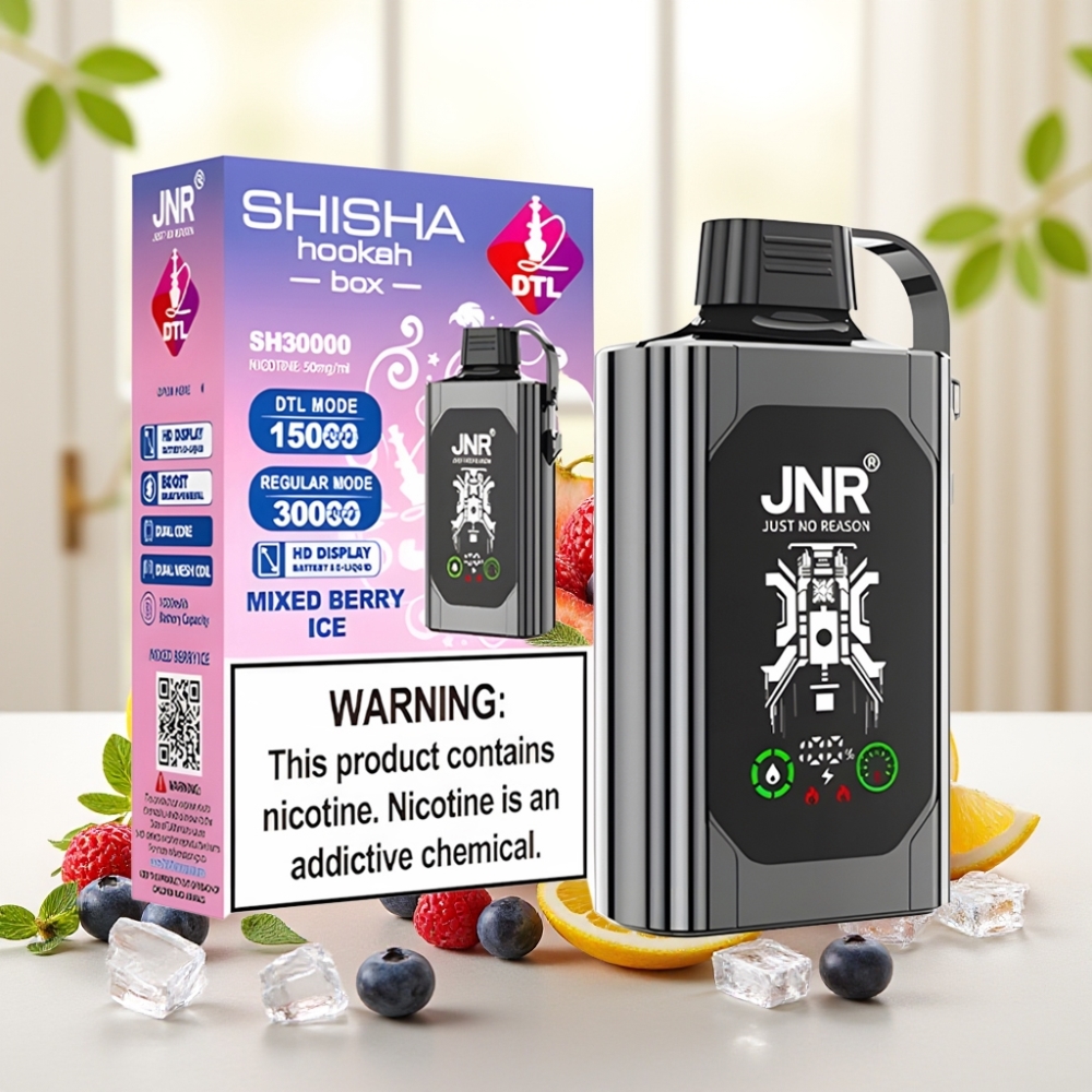 JNR Shisha Hookah Box 20500 Puffs Mixed Berry Ice, HD дисплей, 25мл, 1000мAh, Type-C