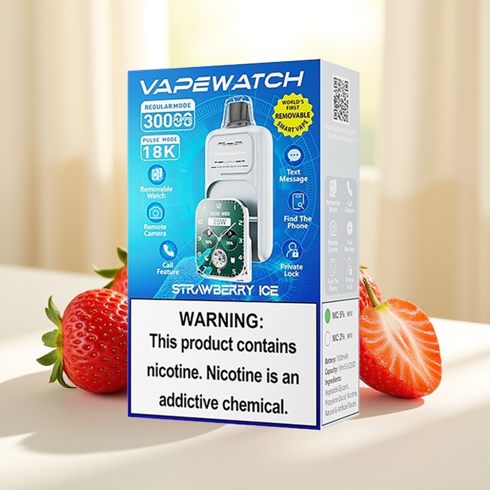 JNR VapeWatch 30000 Puffs Полуниця Лід, 1000mAh, 19мл, 5%, Type-C